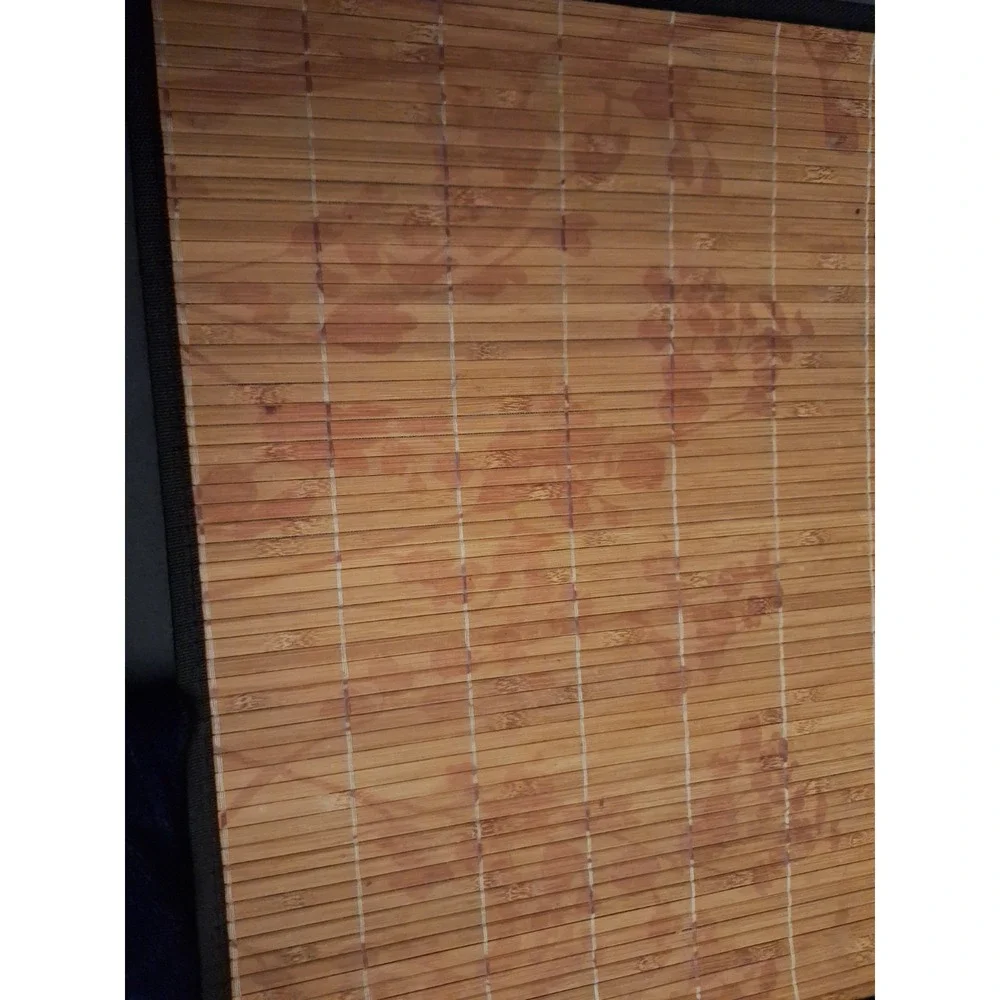 Set of 6 Natural Bamboo Slat Placemats   with  Black Trim - 19 